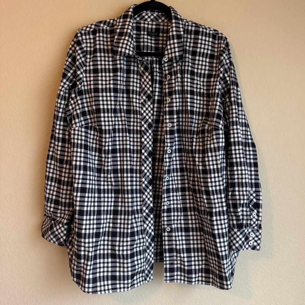 Talbots Plus Pencil Plaid Button Front Shirt - image 2